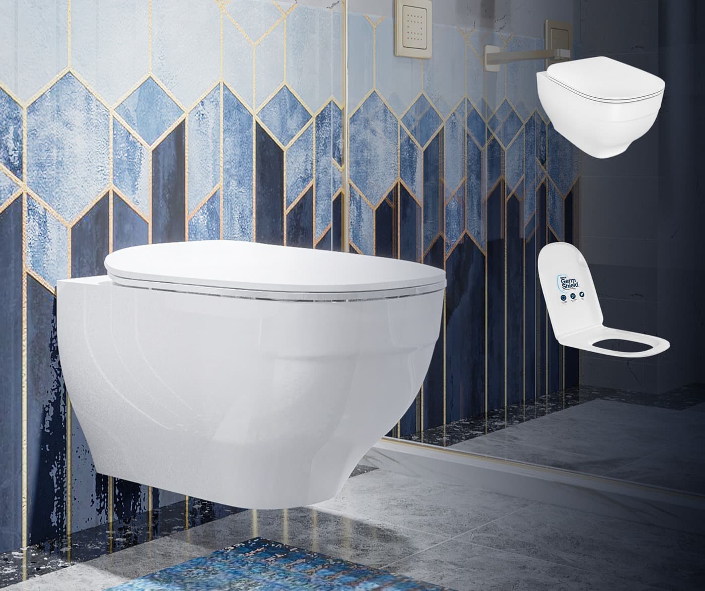 Trace™ Rimless Toilet With Quiet-Close™ UF Slim Seat Cover | Must Order: Plastic Outlet Connector (K-1527926) (Sold Separately) | White Finish — image 2