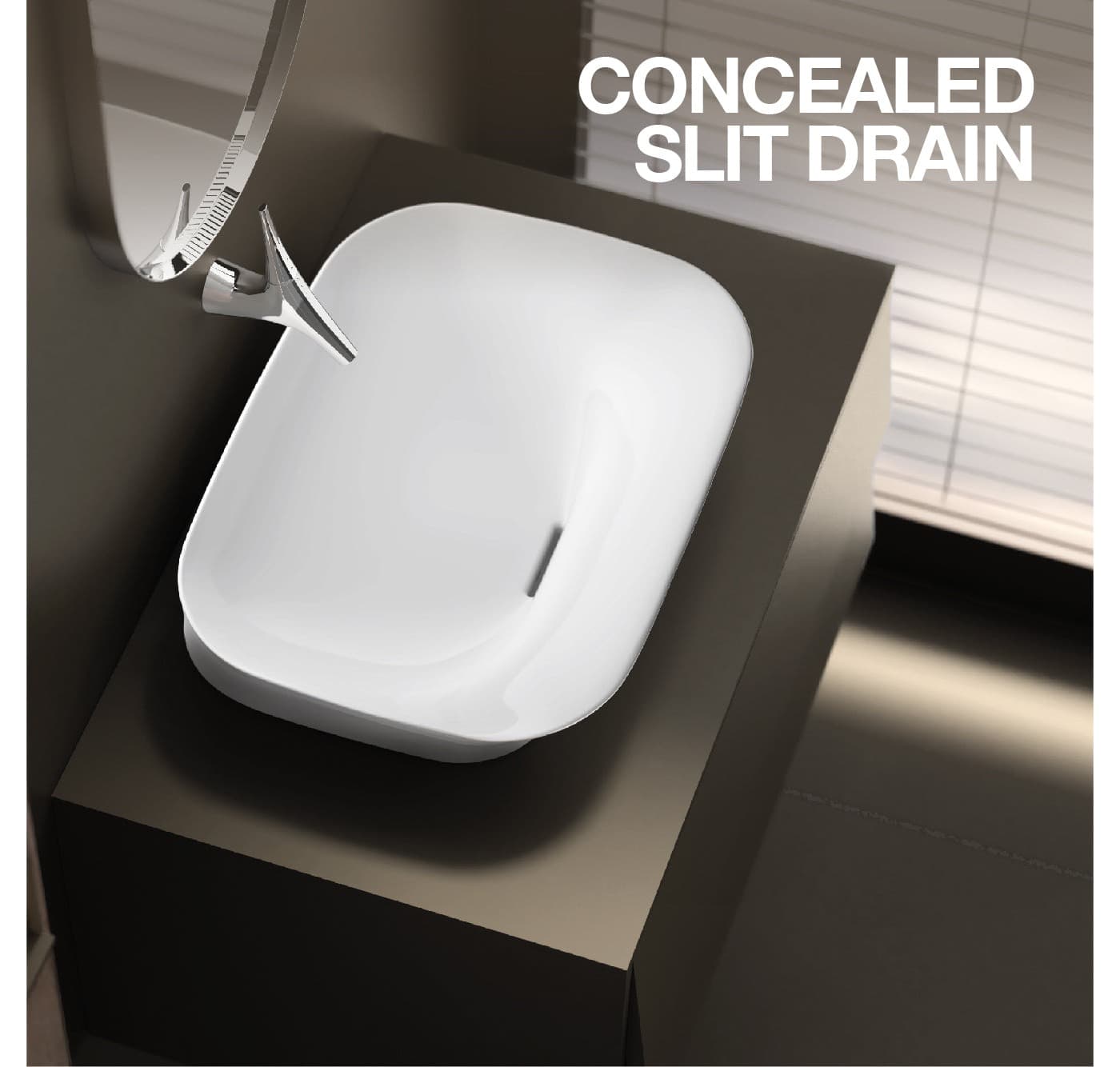 Vive® 552 mm Rectangular Wash Basin Without Tap Hole |White Finish — image 3