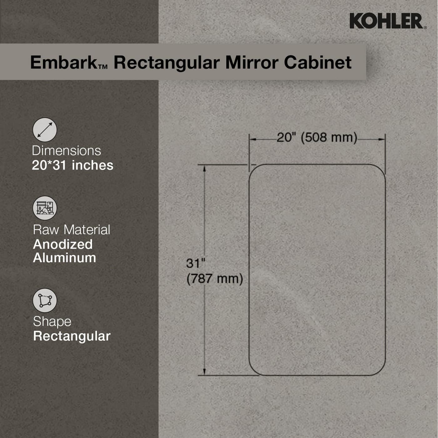 Premium Mirror Cabinet XL 508mm x 787mm | Rectangular Shape — image 4
