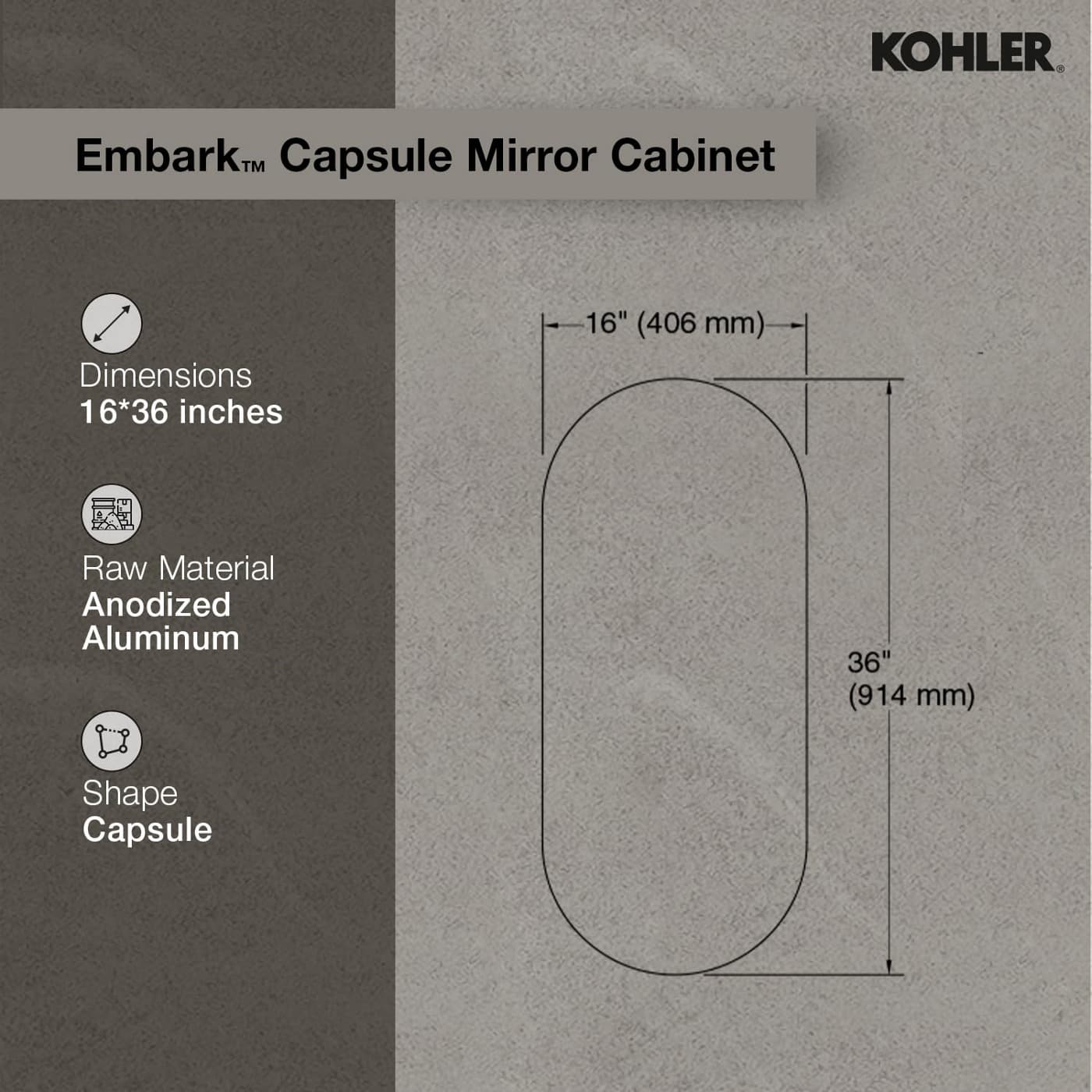 Premium Mirror Cabinet  XL 405mm x 914mm capsule | Oval Shape — image 4