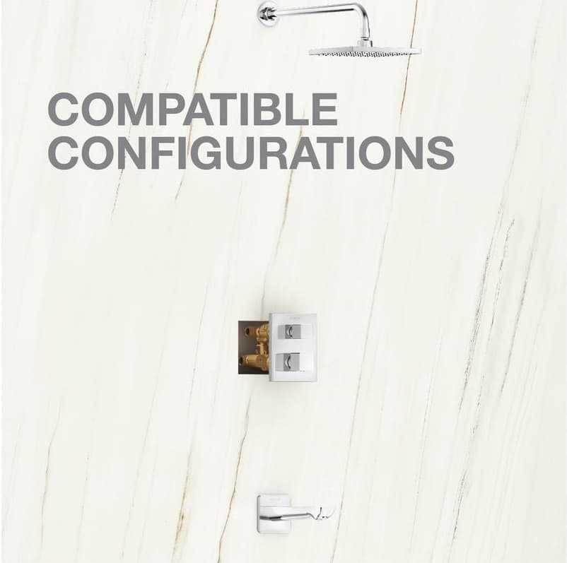 Autosense 235+ Concealed Part For 2 Outlets Thermostatic Concealed Diverter | Compatible With Exposed Parts K-20742IN-9FP-BV, K-20742IN-9FP-CP, K-20742IN-9FP-AF, K-20742IN-9FP-BL, K-20742IN-9FP-RGD, K-24431IN-9FP-BV Sold Separately — image 4
