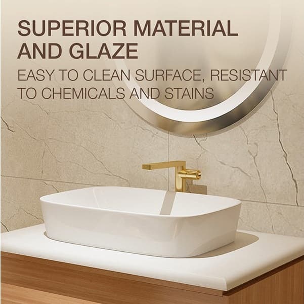 ModernLife® Edge 600 mm Edge Wash Basin Without Tap Hole |White Finish — image 3