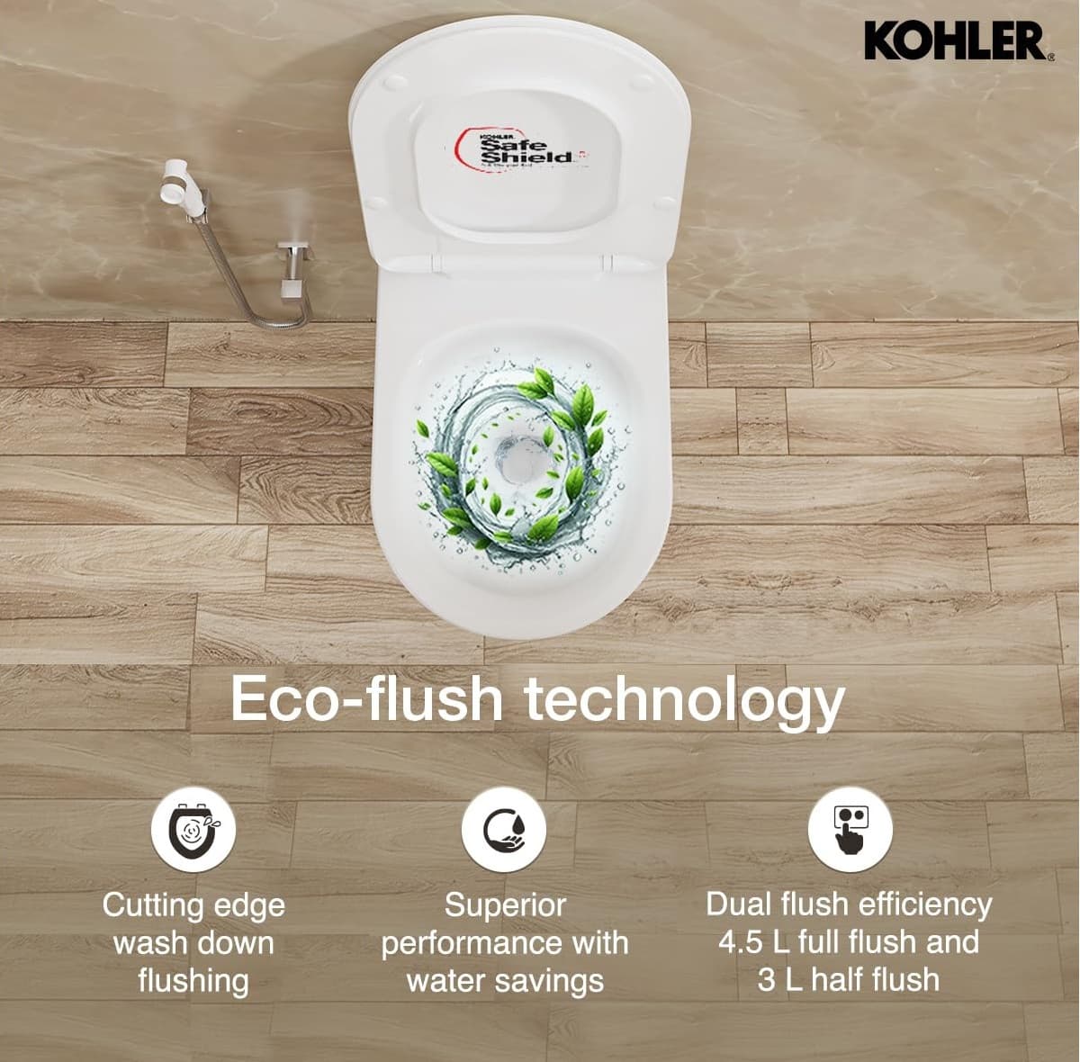 Vive Rimless Toilet With Quiet-Close™ UF Slim Seat Cover | Must Order: Plastic Outlet Connector (K-1527926) (Sold Separately) | White Finish — image 2