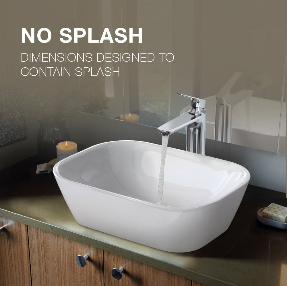 Span Square Wash Basin Without Tap Hole| 480 x 340 mm | White Finish — image 3