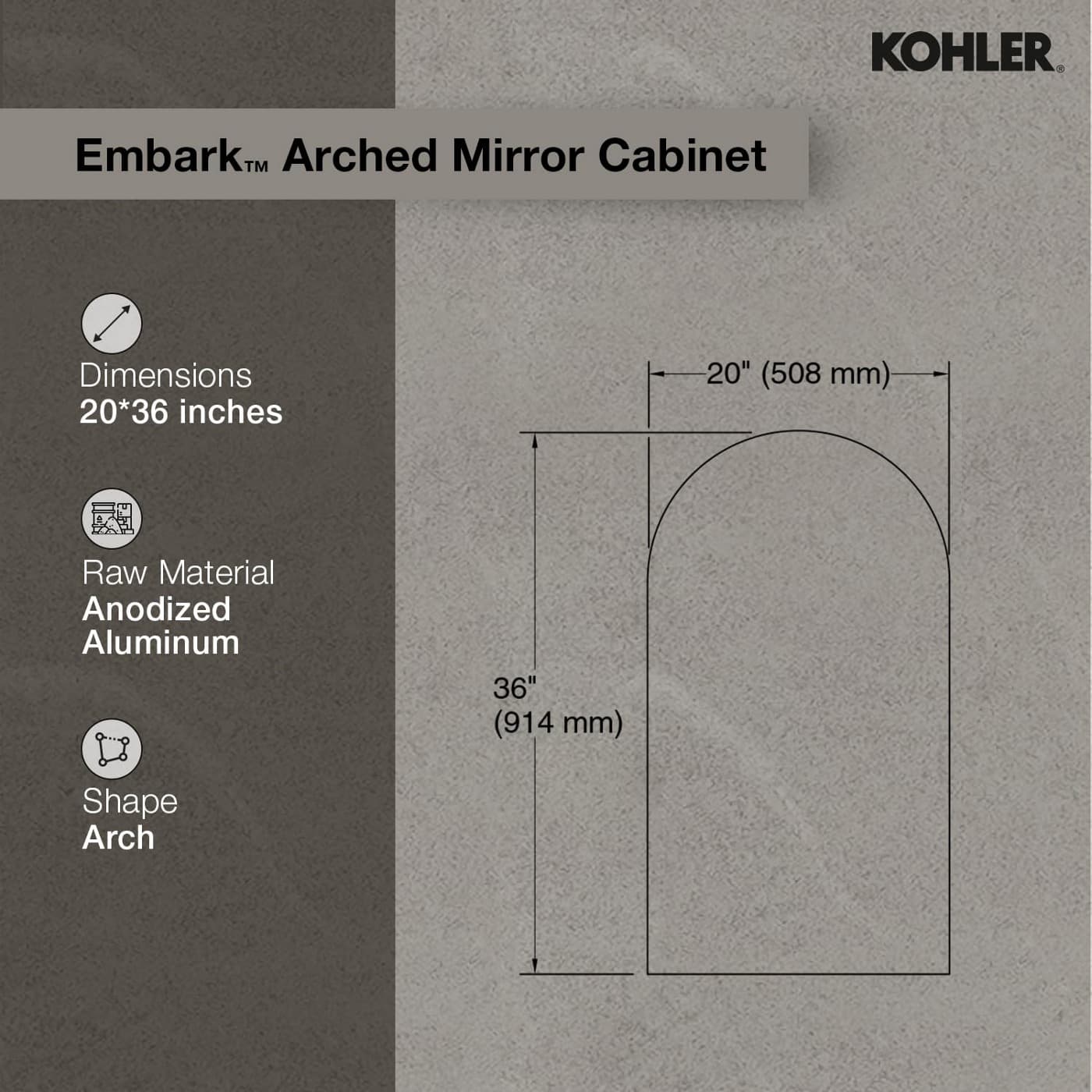 Premium Mirror Cabinet XL 508mm x 914mm | Arch Shape — image 5