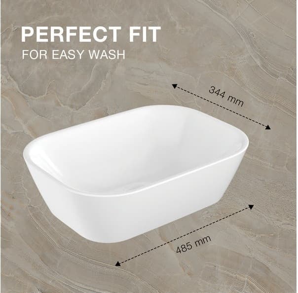 Span Square Wash Basin Without Tap Hole| 480 x 340 mm | White Finish — image 4