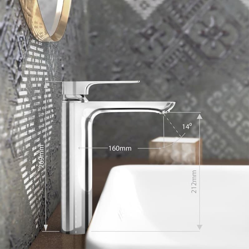 Aleo+ Single Lever Basin Mixer (Hot & Cold Water) | With267 mm Extended Body & 600 mm Braided Connection Pipe | Chrome Finish — image 4