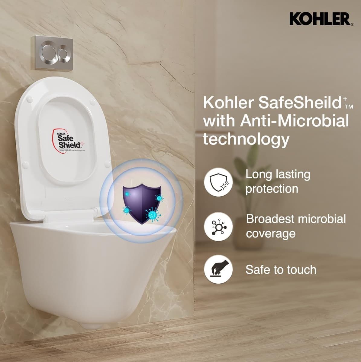 Vive Rimless Toilet With Quiet-Close™ UF Slim Seat Cover | Must Order: Plastic Outlet Connector (K-1527926) (Sold Separately) | White Finish — image 4