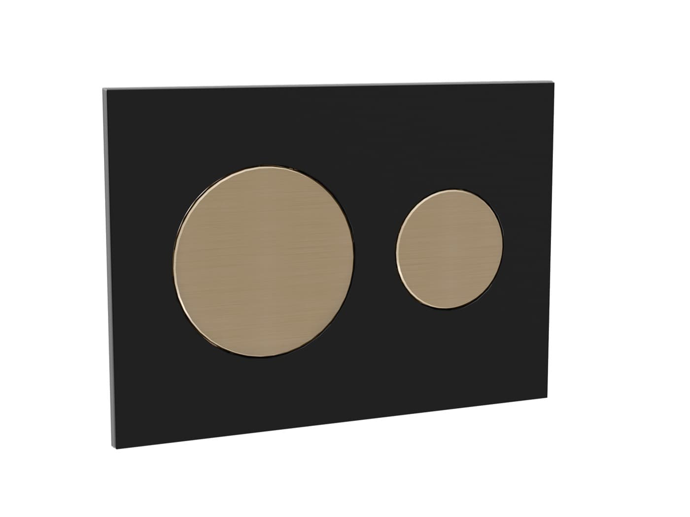 Skim™ Pneumatic Dual-Flush Faceplate | Finish: Black Plate with Brushed Bronze Button