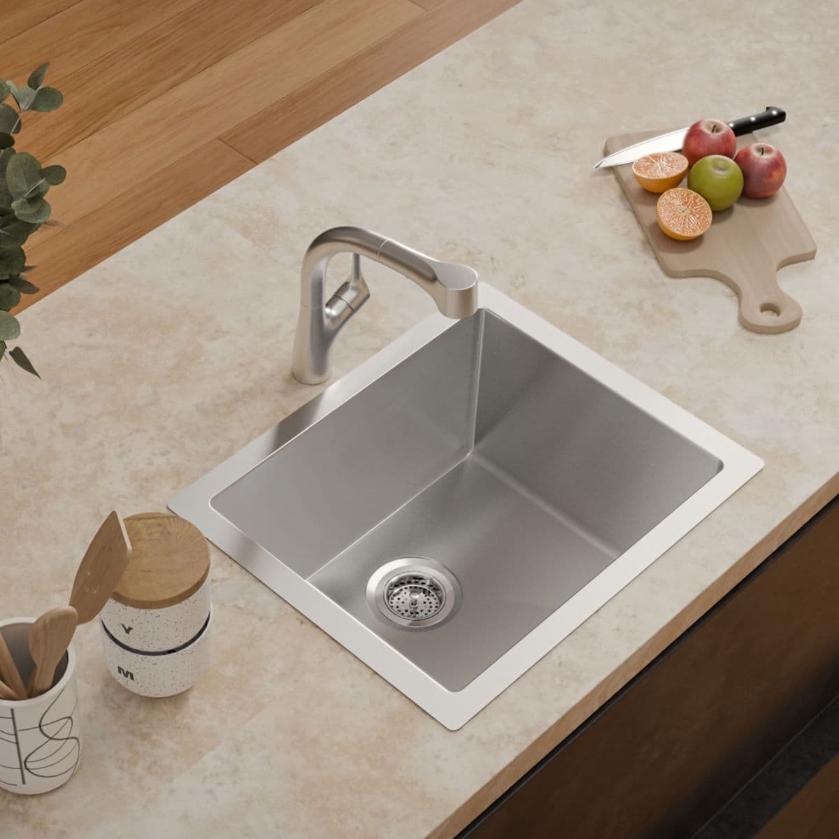 Strive Single Bowl Kitchen Sink | Size: 457 x 406 x 254 mm (18" x 16" x 10") | 304 Stainless Steel | Top Mount, Flush Mount & Under Mount Installation — image 1