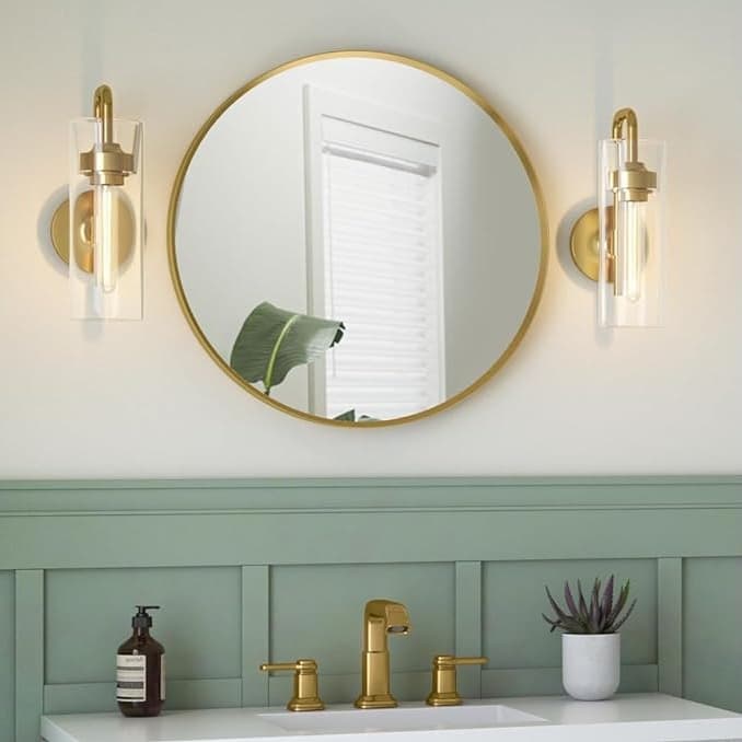 Round Framed Mirror 559 mm | Brushed Gold Finish — image 2