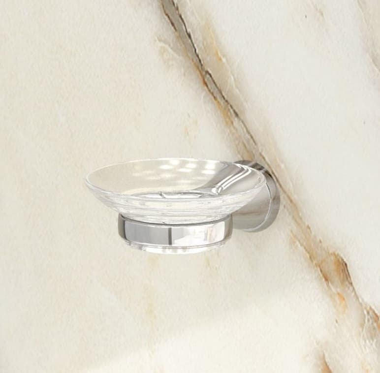 Glass Soap Dish & Holder (Glass) | Chrome Finish — image 2