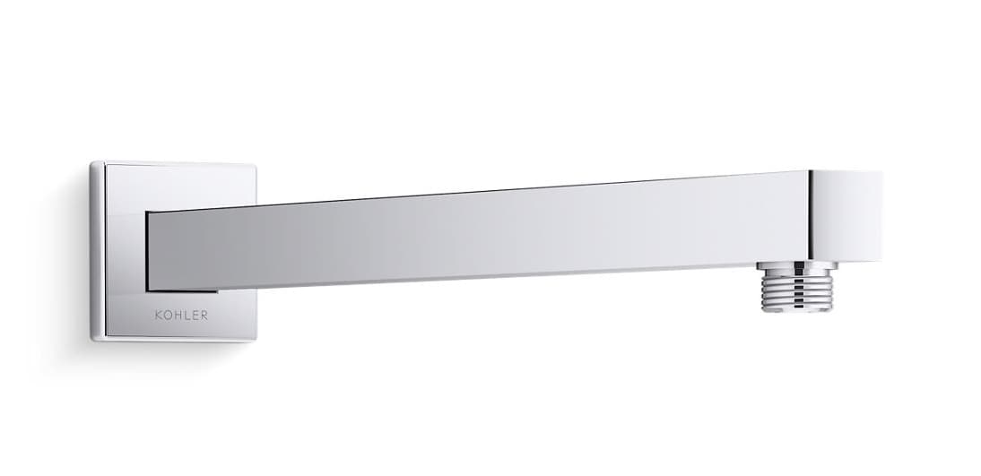Overhead Shower Arm Square 376 mm With Wall Flange | Chrome Finish