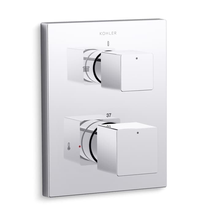 AutoSense Exposed Part For 2 Outlets Thermostatic Concealed Diverter | Compatible With Concealed Part (K-20740IN-A-NA Sold Separately) | Chrome Finish — image 1