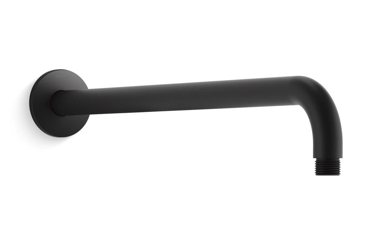 Overhead Shower Arm Round 460 mm With Wall Flange | Matt Black Finish — image 1