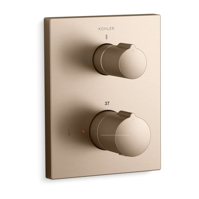 AutoSense Exposed Part For 2 Outlets Thermostatic Concealed Diverter | Compatible With Concealed Part (K-20740IN-A-NA Sold Separately) | Brushed Bronze Finish — image 1