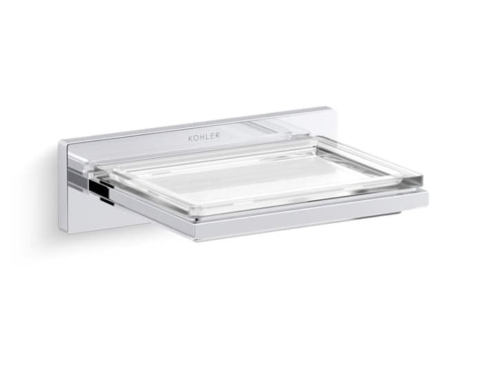 Soap Dish & Holder (Glass) | Chrome Finish