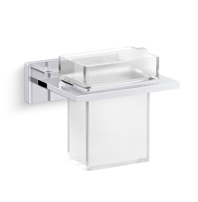 Square Tooth Brush Holder | Glass Holder | Chrome Finish