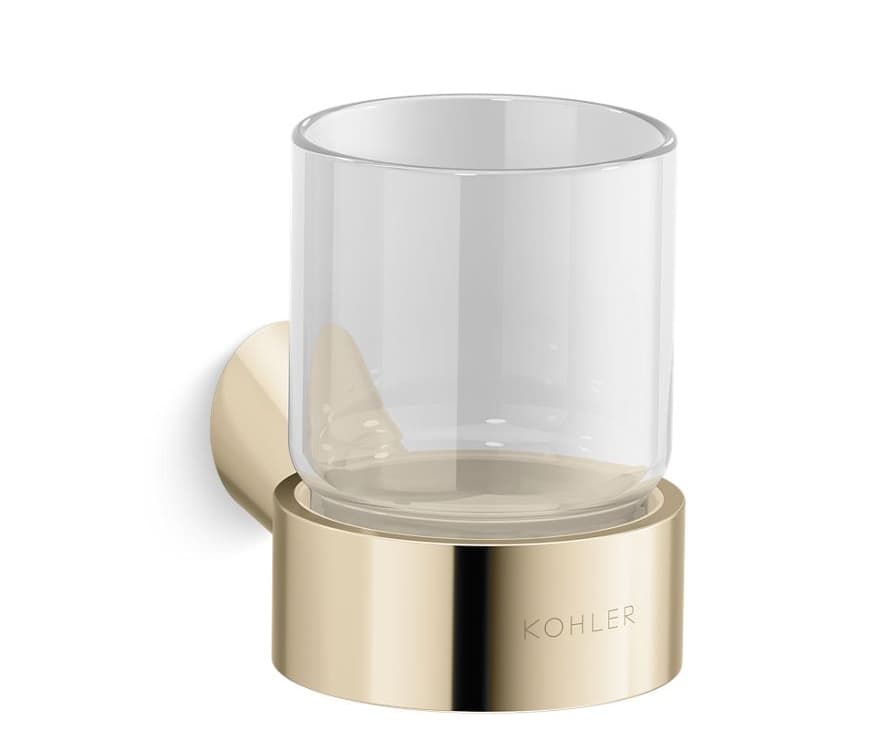 Round Tooth Brush Holder | Glass Holder | French Gold Finish