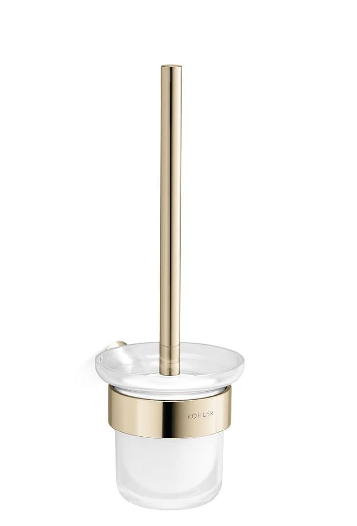 Toilet Brush Holder | Glass Holder | French Gold Finish