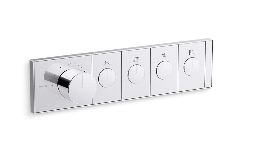 Anthem Exposed Part For 4 Outlets Single Lever Thermostatic Concealed Diverter | Compatible With Concealed Part (K-26342IN-NA Sold Separately) | Chrome Finish — image 1