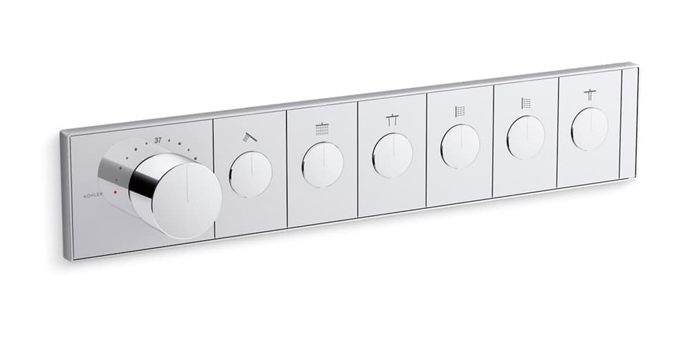 Anthem Exposed Part For 6 Outlets Single Lever Thermostatic Concealed Diverter | Compatible With Concealed Part (K-26344IN-NA Sold Separately) | Chrome Finish — image 1