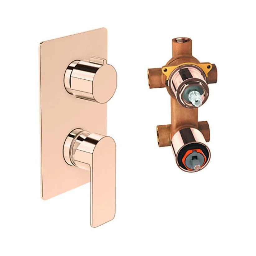 Vive Concealed Diverter Set With Exposed Trim & Concealed Valve | Rose Gold Finish