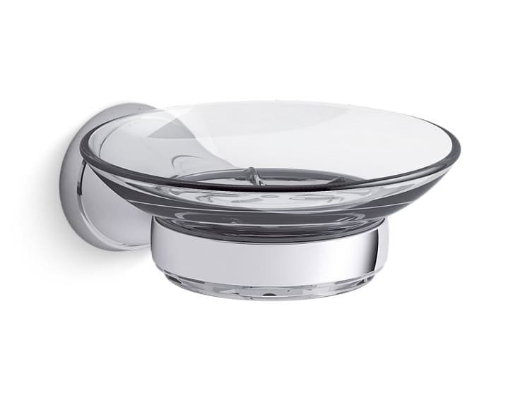 Glass Soap Dish & Holder (Glass) | Chrome Finish