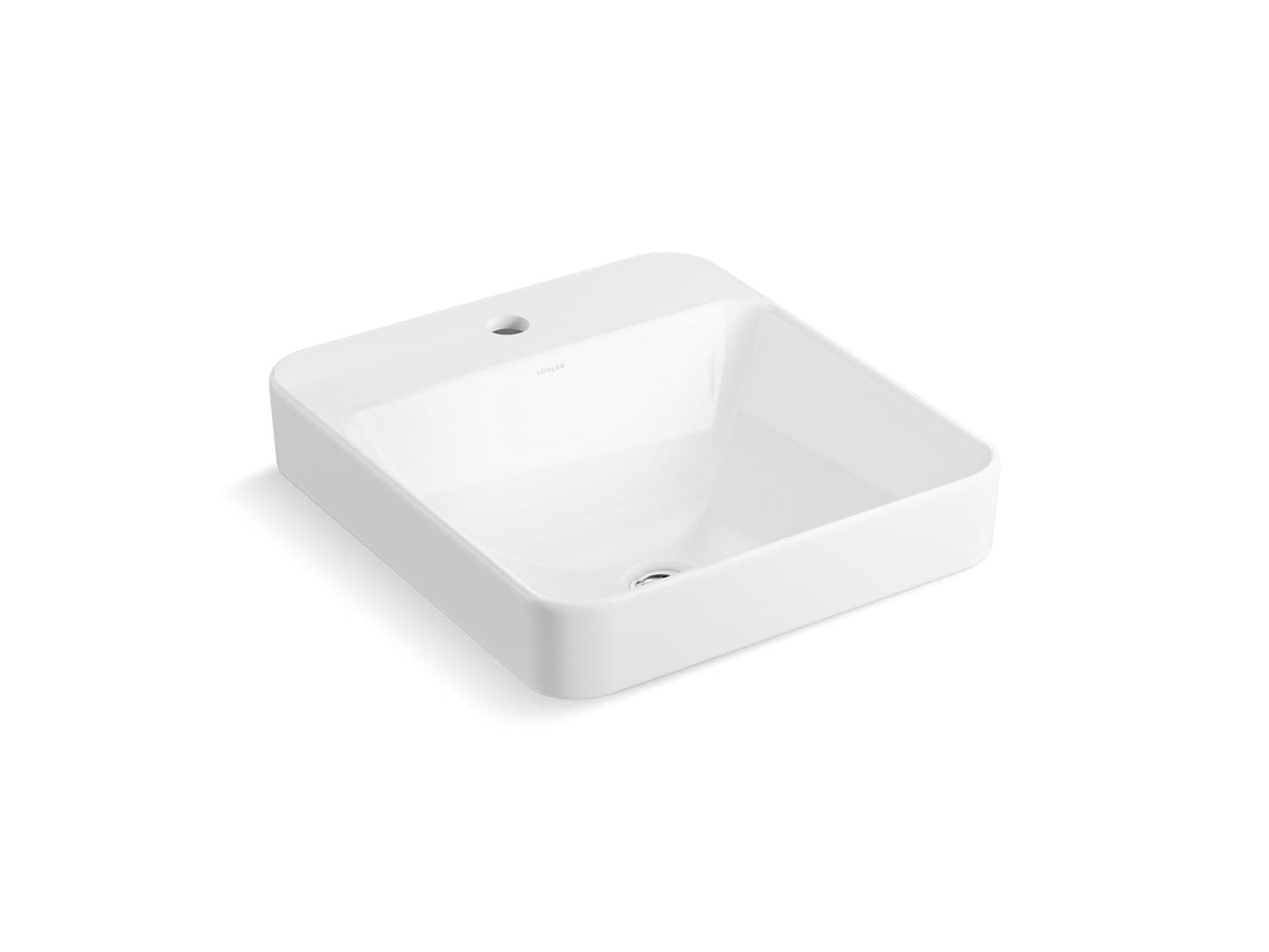 Forefront™ 460 mm Square Wash Basin With Tap Hole | Glazed Underside | White Finish