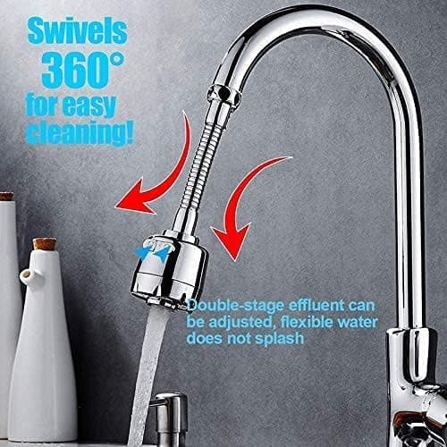 Flexible Kitchen Tap Extender | 6-Inch Flexi Neck | 2 Flow Modes: Mist & Foam | Fits 22mm-24mm Taps | Material: ABS with Chrome Plated — image 7