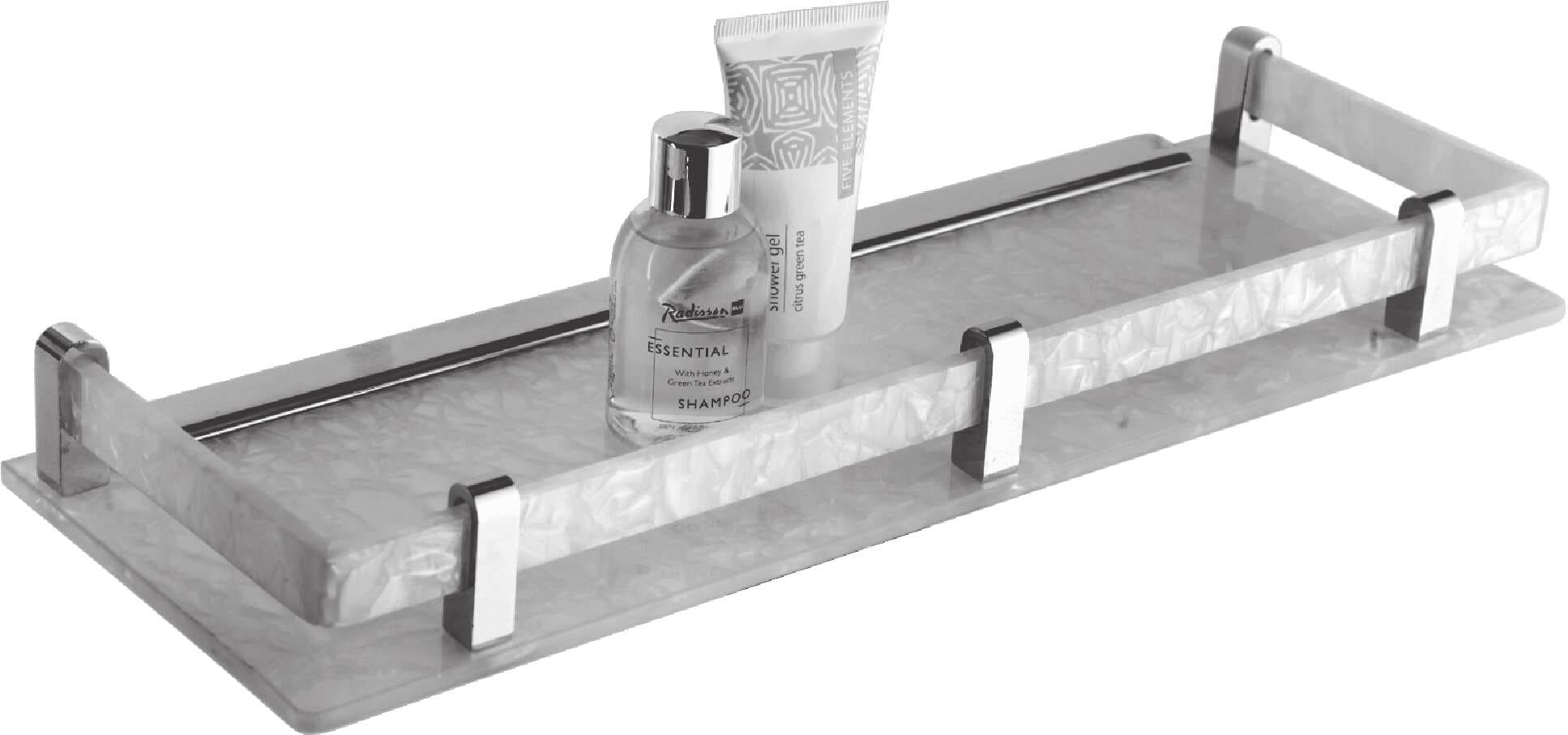 Shelf With Support Rail | Size:12" | Material: Acrylic