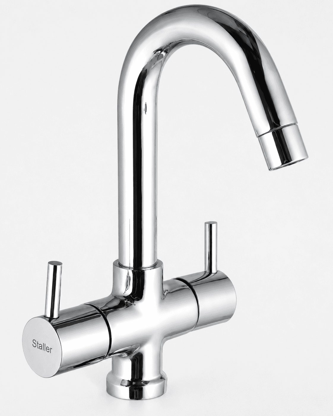 Basin Mixer With Curved Spout (Hot And Cold Water Flow) | Chrome Finish