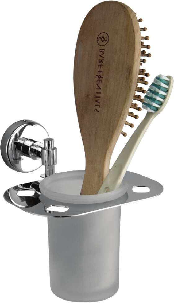 Glass Tooth Brush Holder | Chrome Finish