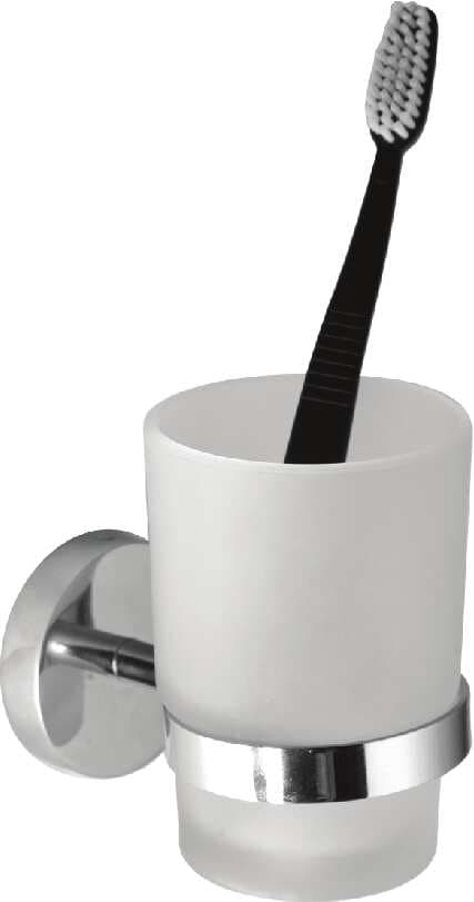 GlassTooth Brush Holder | Chrome Finish