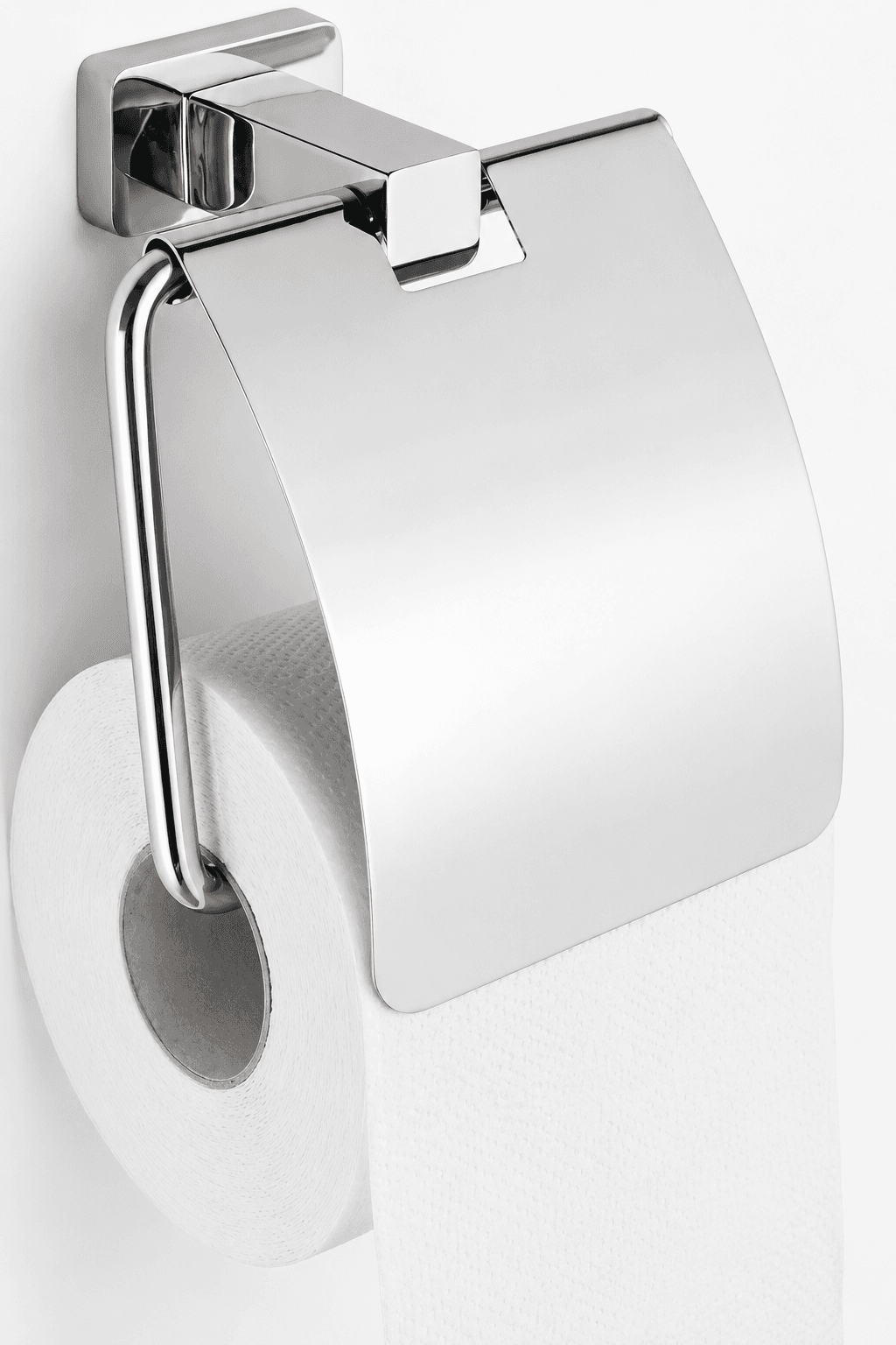 Toilet Paper Holder With Flap Chrome Finish