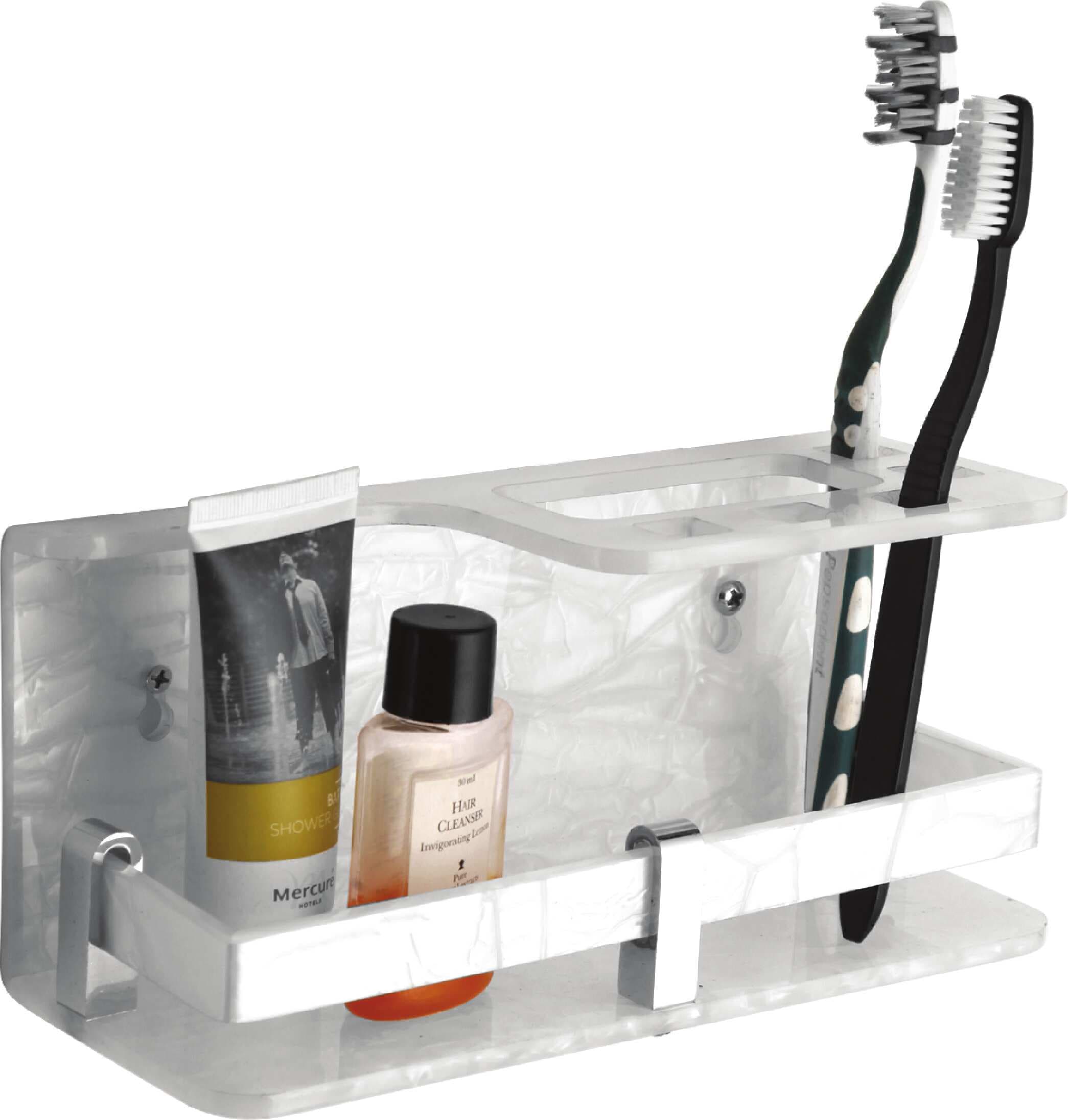 Tooth Brush Holder With Shelf | Size: 12" | Material: Acrylic