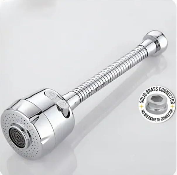 Flexible Kitchen Tap Extender | 6-Inch Flexi Neck | 2 Flow Modes: Mist & Foam | Fits 22mm-24mm Taps | Material: ABS with Chrome Plated — image 1