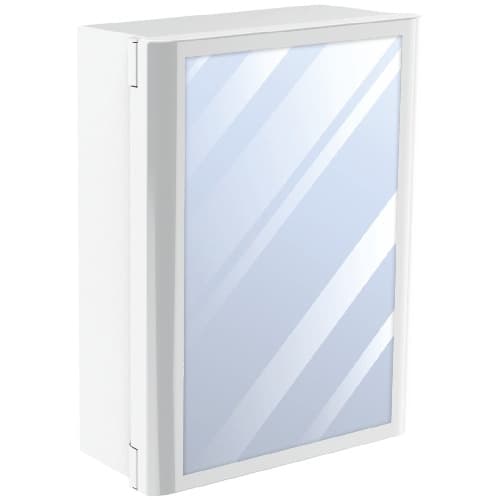 Bathroom Cabinet with Mirror | Material: Stainless Steel & Mirror Glass | Finish: White Colour
