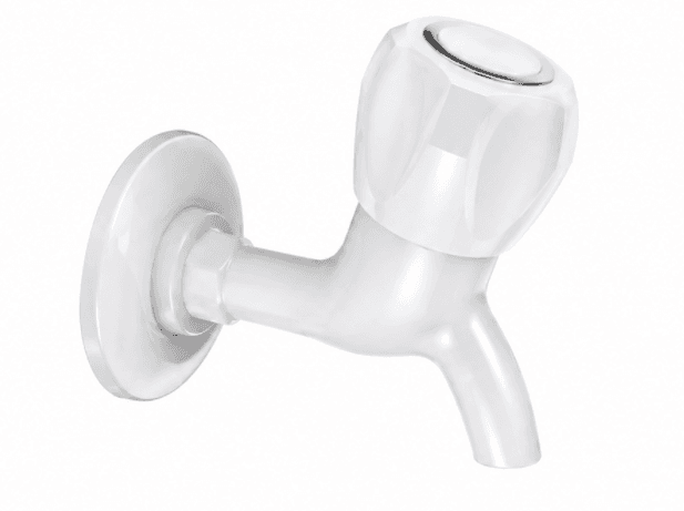 M Series Bib Tap with Flange | Material: Plastic | Finish: White Colour — image 1