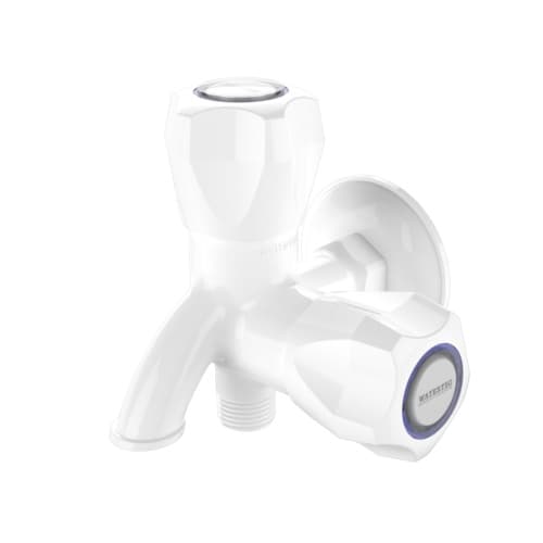 M Series 2 Way Bib Tap | Material: Plastic | Finish: White Colour