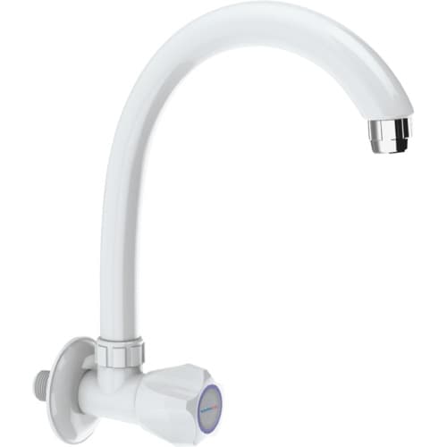 M Series Kitchen Tap (Cold Water) with Long Spout | Material: Plastic | Finish: White Colour
