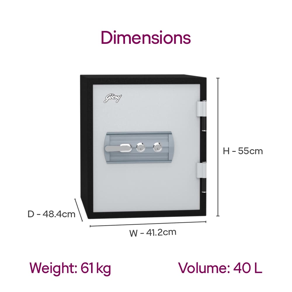 Safe Safire | Capacity: 40Ltr | Exterior Dimensions: H560 x W422 x D491mm | Lock Type: Key Lock | Fire Resistance: 60 Minutes — image 5