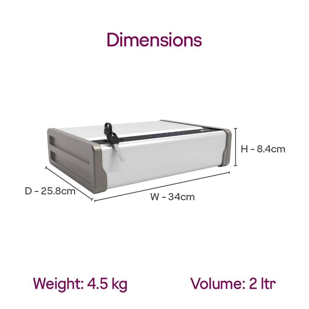 Safe Verge | Capacity: 2Ltr | Exterior Dimensions: H84 x W340 x D258mm | Lock Type: Digital — image 5