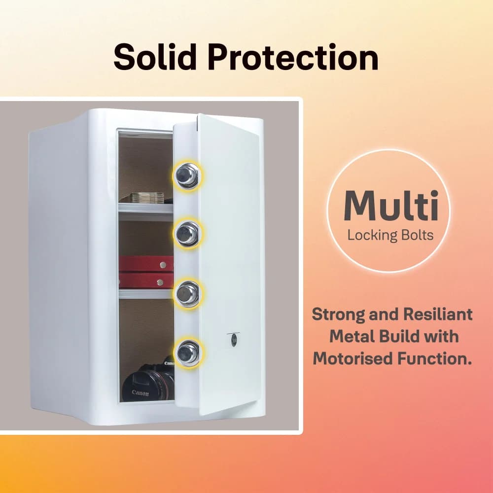 Classic Fingerprint Safe | Capacity: 49Ltr | Exterior Dimensions: H580 x W360 x D320mm | Access: Fingerprint And Manual Key | Finish: White — image 3