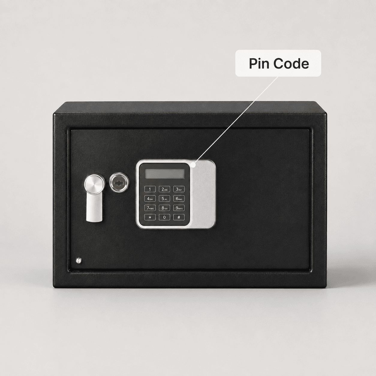 Guest Safe | Capacity: 16Ltr | Exterior Dimensions: H250 x W350 x D250mm | Access: PIN Code And Manual Key | Finish: Black — image 3