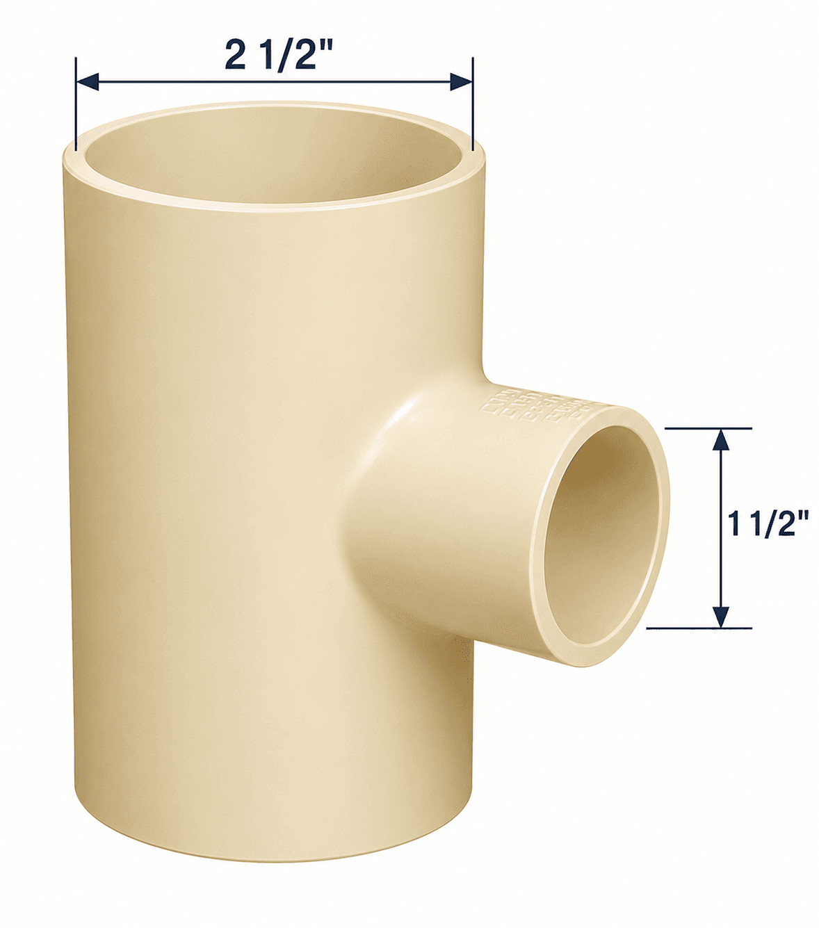 CPVC Reducer Tee SCH 40 | Size: 2½″ X 1½″ (65mm x 40mm) | Type: SCH 40 | For hot and cold water plumbing — image 1