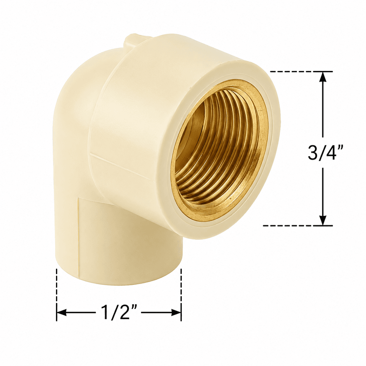 CPVC Brass Reducer Elbow 90 Degree | Size: ¾″ X ½″ (20mm x 15mm) | For hot and cold water plumbing — image 1