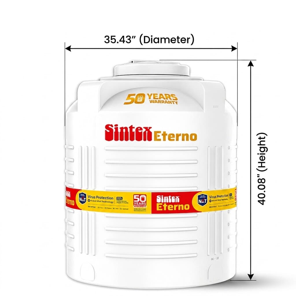 Eterno 3 Layer Overhead Tank | Capacity: 500Ltr | Dia: 900mm (35.43") | Height: 1018mm (40.08") | Dia of Lid: 407mm (16.02") — image 4