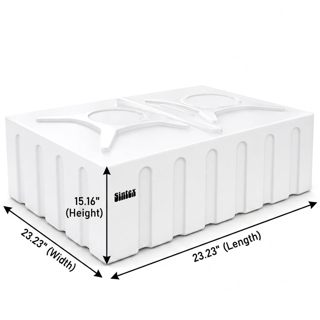 Loft Water Storage Tank | Capacity: 100Ltr | Length: 590mm (23.23") | Width: 590mm (23.23") | Height: 385mm (15.16") | Finish: White — image 2