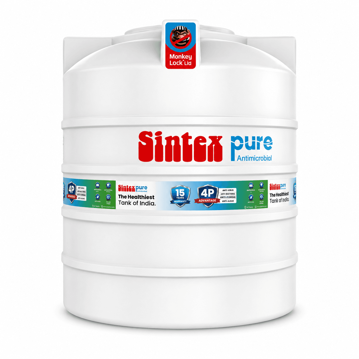 Pure 3 Layer Overhead Tank | Capacity: 500Ltr | Dia: 900mm (35.43") | Height: 970mm (38.19") | Dia of Lid: 407mm (16.02") — image 1